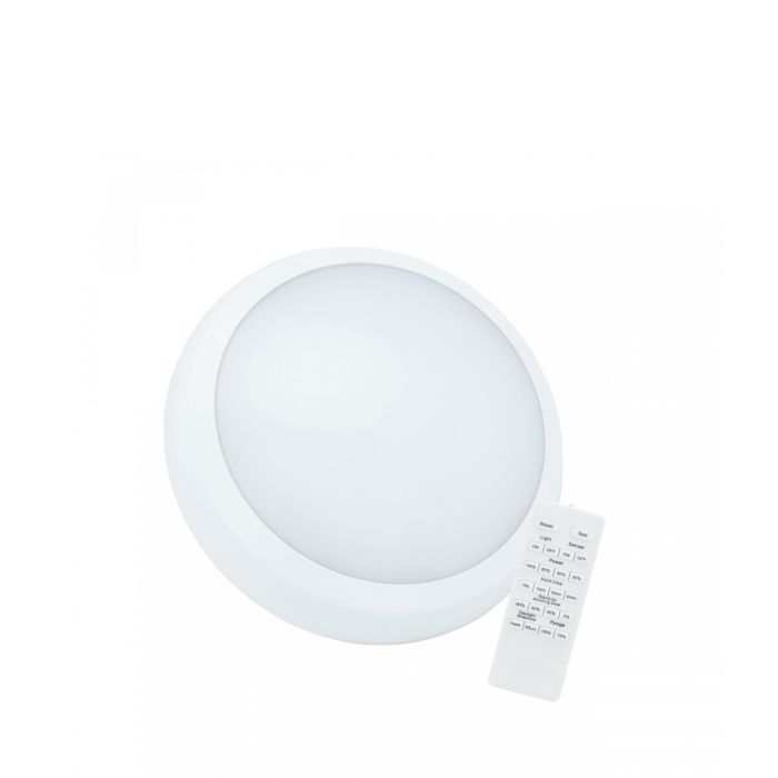 LED loftlampe rund 24/30W CCT hvid IP65 IK08 Ø320 mm – med bevægelsessensor og fjernbetjening