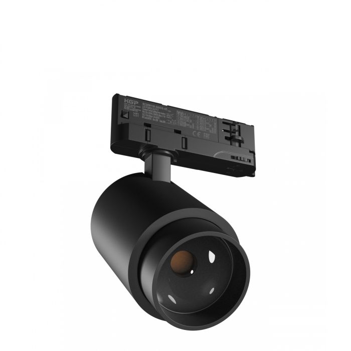 LED-skinnespot Pava Point til 3-faset skinne 6–20W K3000 CRI90 8–45° – Sort