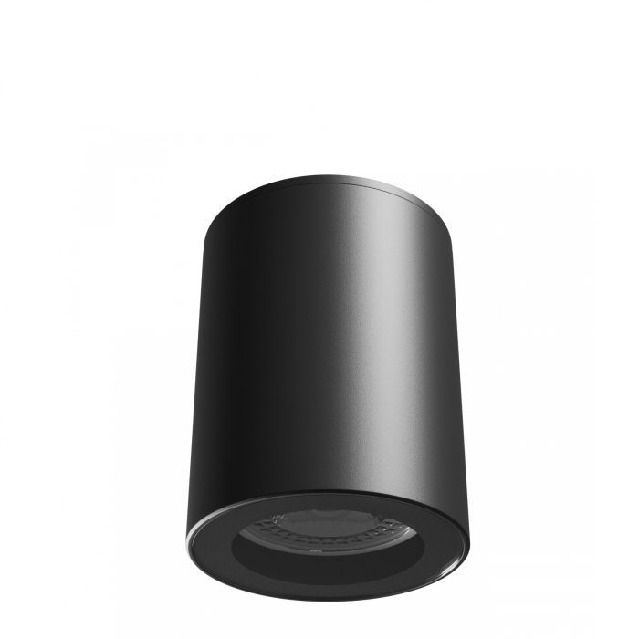 Påbygningsspot GU10 – rund – sort – IP44 – 70×90 mm – uden lyskilde