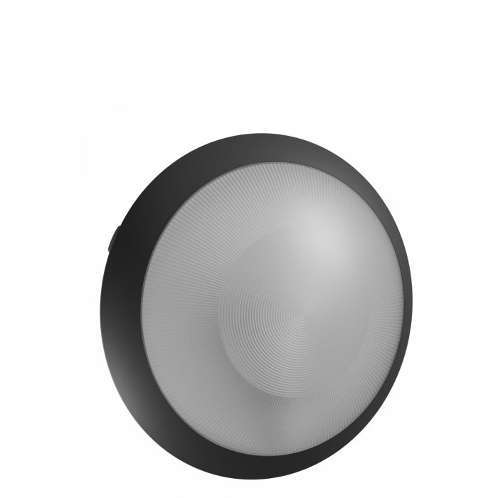 Loftlampe E27 – rund – sort – med bevægelsessensor – IP65 IK08 – Ø300×90 mm – uden lyskilde