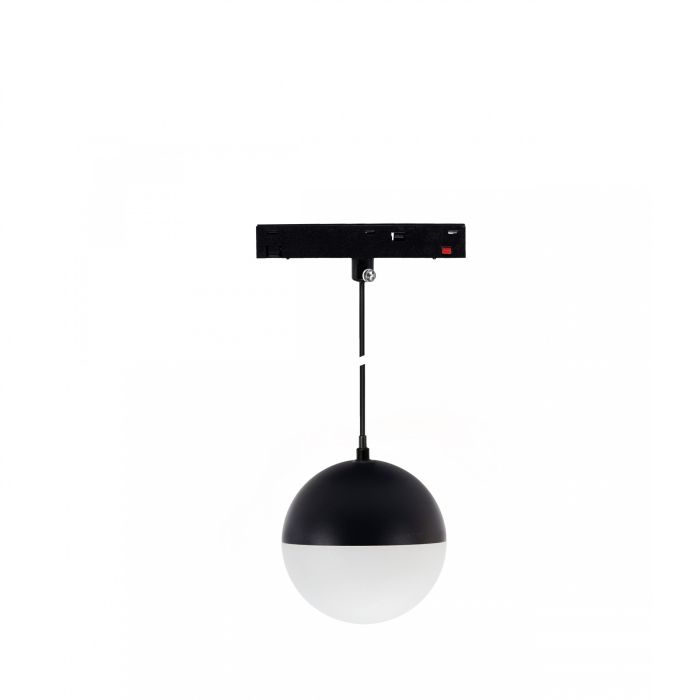 LED globe pendellampe til skinne 10W K2700 48V Ø90 mm Sort