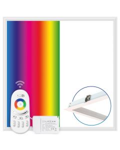 LED-panel 62x62 cm | 40W | RGB+CCT 3000K-6000K | Dæmpbar | Fjernbetjening