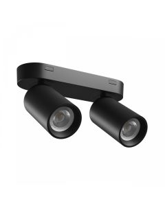 Påbygningsspot GU10 2 hoveder – sort – IP20 – 220×70×135 mm – uden lyskilde