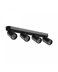 Påbygningsspot GU10 4 hoveder – sort – IP20 – 480×70×135 mm – uden lyskilde