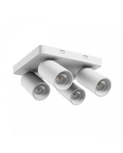 Påbygningsspot GU10 4 hoveder – firkantet – hvid – IP20 – 220×220×134 mm – uden lyskilde