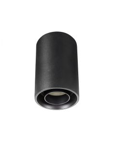 Påbygningsspot GU10 – rund – sort – drejelig – IP20 – 80×130 mm – uden lyskilde