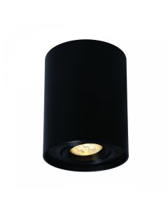 Påbygningsspot GU10 – rund – sort – drejelig – IP20 – 94×125 mm – uden lyskilde
