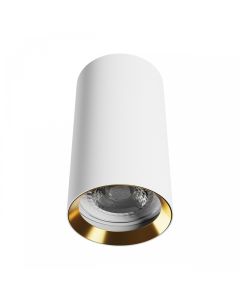 Påbygningsspot GU10 – rund – hvid/guld – IP20 – 55×100 mm – uden lyskilde