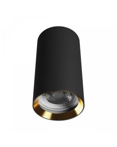 Påbygningsspot GU10 – rund – sort/guld – IP20 – 55×100 mm – uden lyskilde