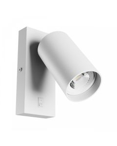 Væglampe GU10 – rund – hvid – med kontakt – IP20 – 55×100 mm – uden lyskilde
