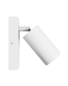 Væglampe GU10 – rund – hvid – med kontakt – IP20 – 55×100 mm – uden lyskilde