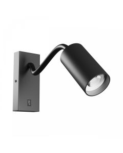 Væglampe GU10 – fleksibel arm – rund – sort – med kontakt – IP20 – 55×100×410 mm – uden lyskilde