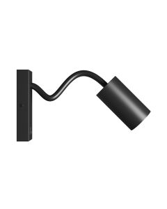 Væglampe GU10 – fleksibel arm – rund – sort – med kontakt – IP20 – 55×100×410 mm – uden lyskilde