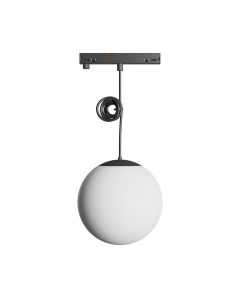 LED globeformet pendellampe til smal skinne 7W K3000 48V Ø100 mm Sort