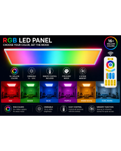 LED-panel 30x120 cm | 40W | RGB+CCT | 3000K-6000K | Dæmpbar | Fjernbetjening inkluderet | Flimmerfri