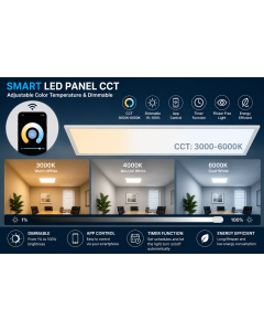 LED-panel 120x30 cm | 40W | Smart WiFi | CCT dæmpbar | 3000K-6000K | CRI90 | Flimmerfri