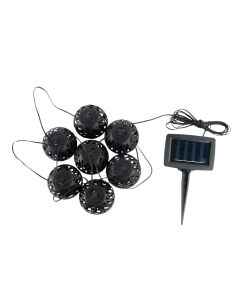 Solcelledrevet LED-lyskæde med 7 lanterner – varm hvid 1800K, 4,8 m, IP44 vandtæt, genopladelig