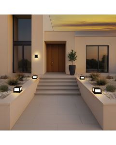 LED udendørs væglampe firkantet 10W CCT IP65 – sort