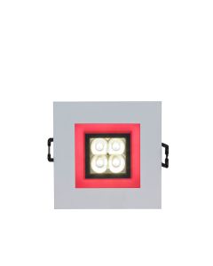 Firkantet LED indbygget spotlight 8x8 cm 4W K6000 112 lm/W IP20 rød