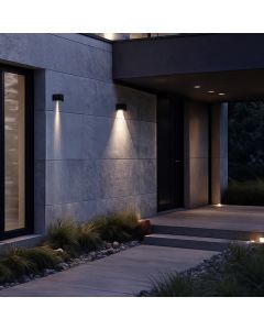Solcelle-LED-væglampe 2,5W K3000 135 Lumen IP44 Sort