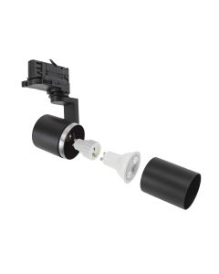 3-faset skinnespotlight GU10 sort – 56,5×121×172 mm