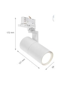 3-faset skinnespotlight GU10 hvid – 56,5×121×172 mm