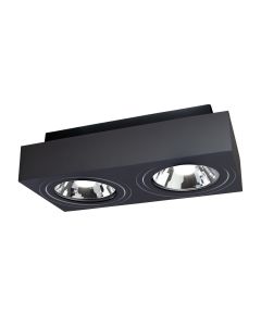 LED Spot AR111 2xGU10 Fatning Rektangel Sort Overflademonteret Justerbar IP20