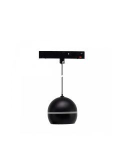LED globe pendellampe med ring til skinne 10W K3000 48V Ø90 mm Sort