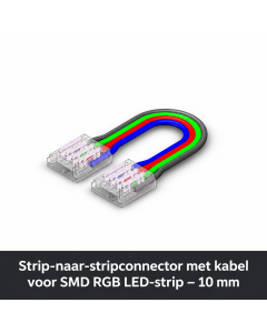 Strip-til-strip-stik med kabel til SMD RGB LED-strip – 10 mm