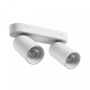 Påbygningsspot GU10 2 hoveder – hvid – IP20 – 220×70×135 mm – uden lyskilde