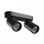 Påbygningsspot GU10 2 hoveder – sort – IP20 – 220×70×135 mm – uden lyskilde