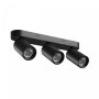 Påbygningsspot GU10 3 hoveder – sort – IP20 – 350×70×135 mm – uden lyskilde