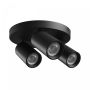 Påbygningsspot GU10 3 hoveder – rund – sort – IP20 – 220×134 mm – uden lyskilde