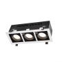 LED Spot 3 x GU10 Sort - Hvid Ramme Firkantet Indbygning