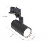 LED Skinnespot 3-Fase Mini Pendel med GU10 Fatning Sort med ring + Kabel 1 m