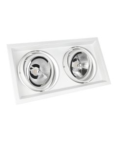 LED Spot Indbygning Maxi AR111 med 2x GU10 Fatning Hvid Firkantet