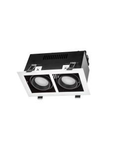 LED Spot Indbygning Mini 2 x GU10 Sort - Hvid ramme Firkantet