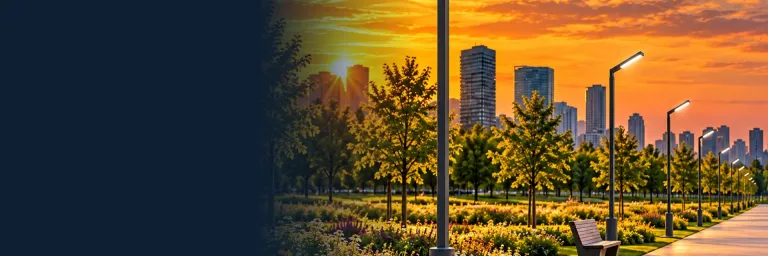 LED-gadebelysning langs en parksti